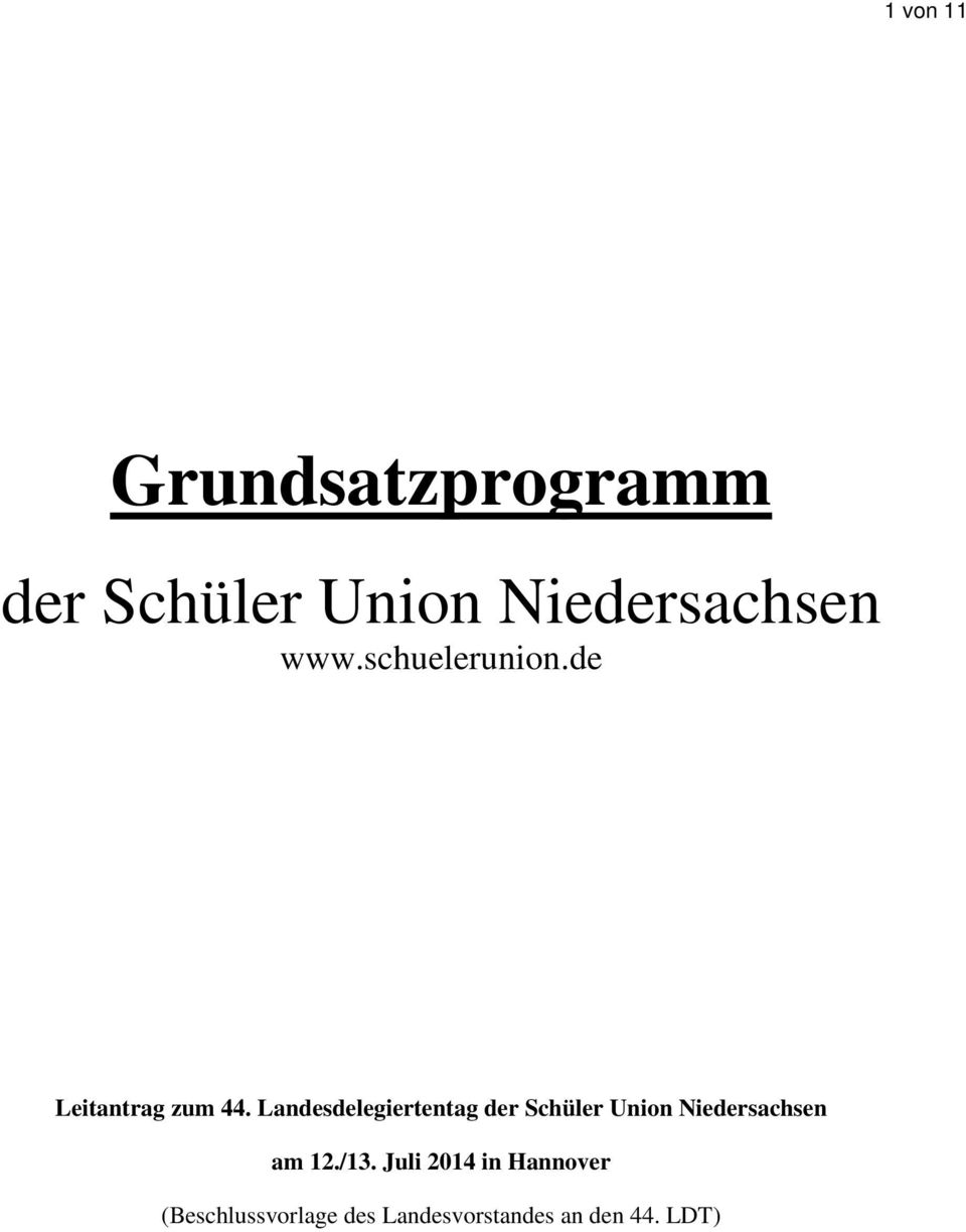 Landesdelegiertentag der Schüler Union Niedersachsen am 12.