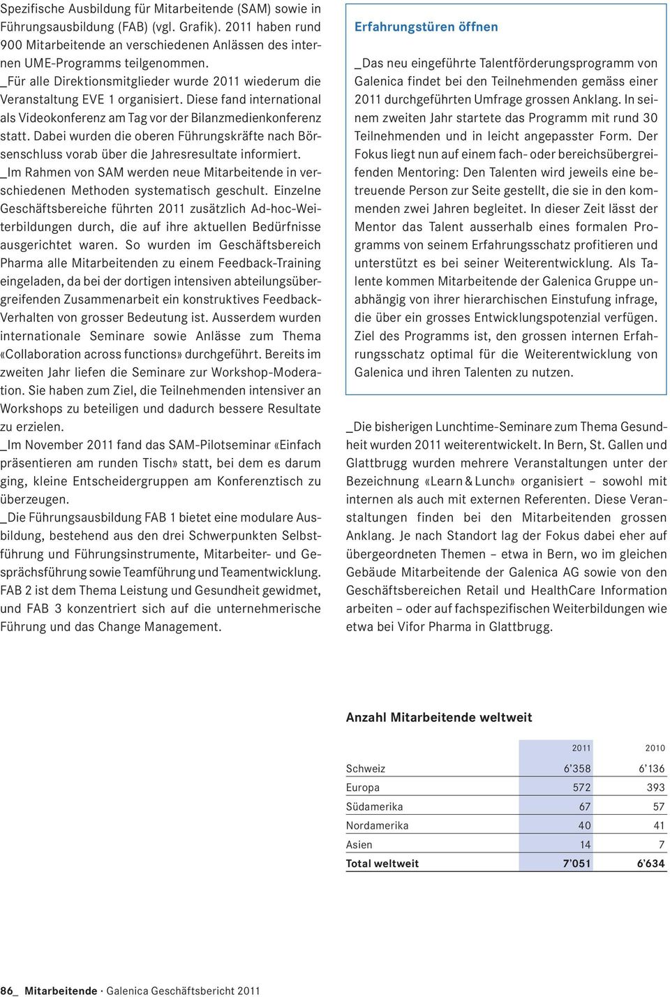 Dabei wurden die oberen Führungskräfte nach Börsenschluss vorab über die Jahresresultate informiert. _Im Rahmen von SAM werden neue Mitarbeitende in verschiedenen Methoden systematisch geschult.