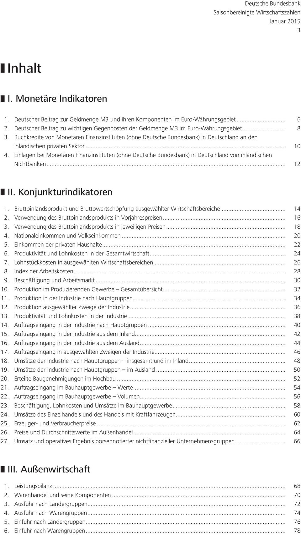 Buchkredite von Monetären Finanzinstituten (ohne Deutsche Bundesbank) in Deutschland an den inländischen privaten Sektor... 10 4.