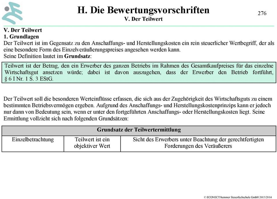 Seine Definition lautet im Grundsatz: Teilwert ist der Betrag, den ein Erwerber des ganzen Betriebs im Rahmen des Gesamtkaufpreises für das einzelne Wirtschaftsgut ansetzen würde; dabei ist davon