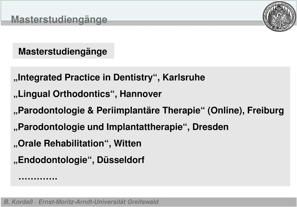 Periimplantäre Therapie (Online), Freiburg Parodontologie und