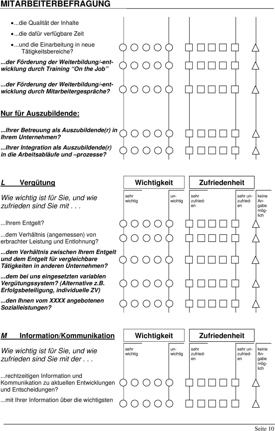 ...Ihrer Integration als Auszubildende(r) in die Arbeitsabläufe und prozesse? L Vergütung Wichtigkeit Zufriedenheit Wie ist für Sie, und wie sind Sie mit......ihrem Entgelt? un un.