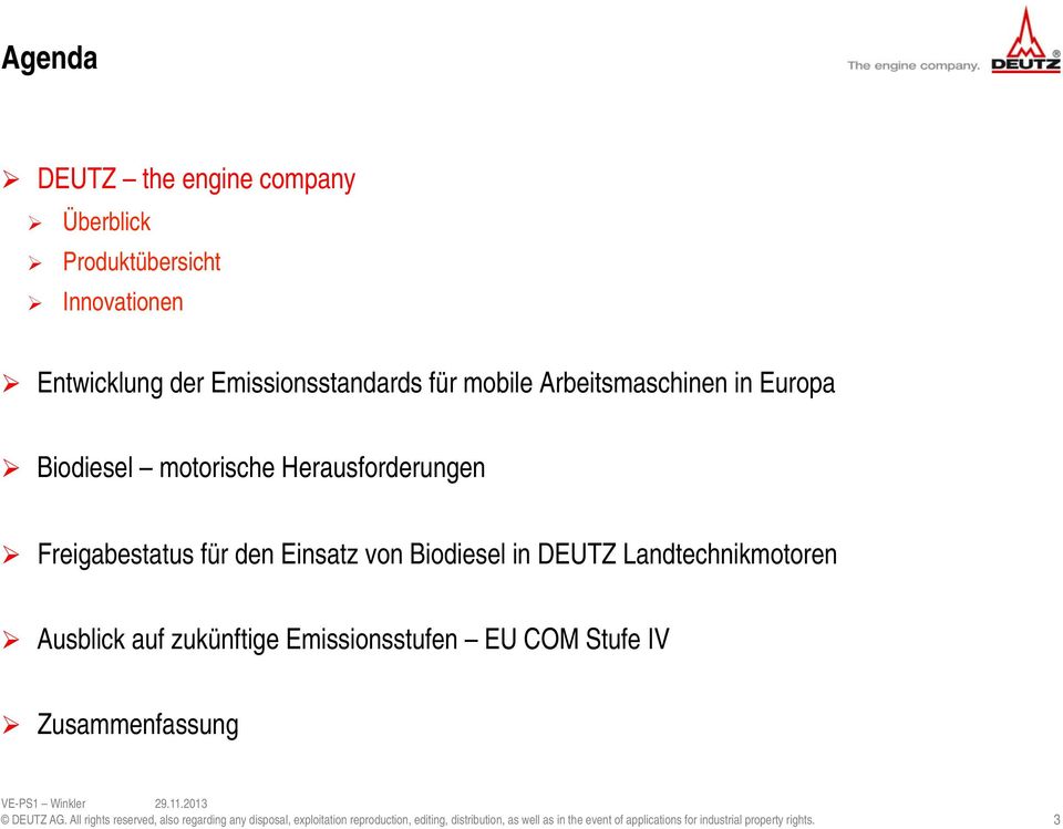 motorische Herausforderungen Freigabestatus für den Einsatz von Biodiesel in DEUTZ