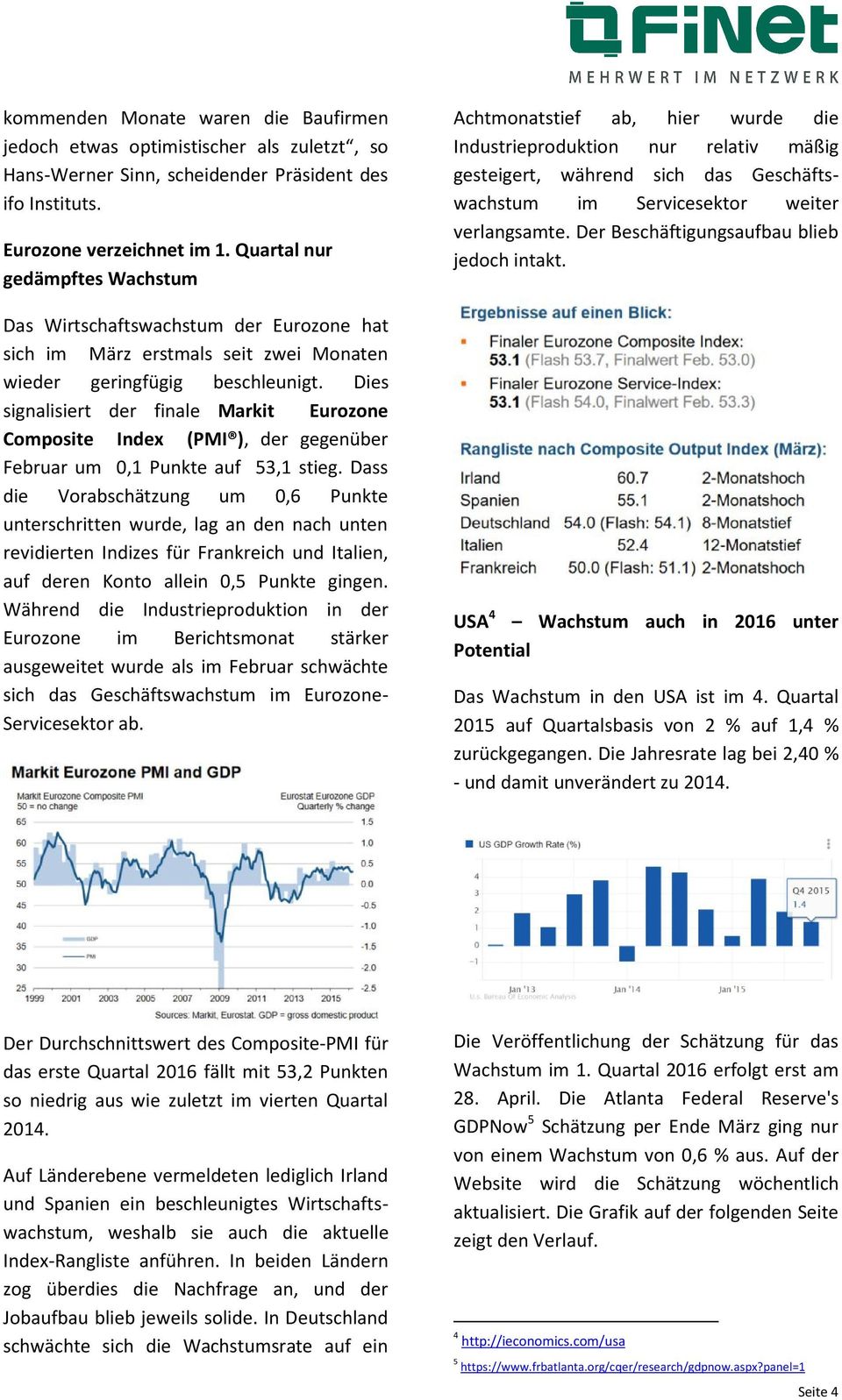 Dies signalisiert der finale Markit Eurozone Composite Index (PMI ), der gegenüber Februar um 0,1 Punkte auf 53,1 stieg.