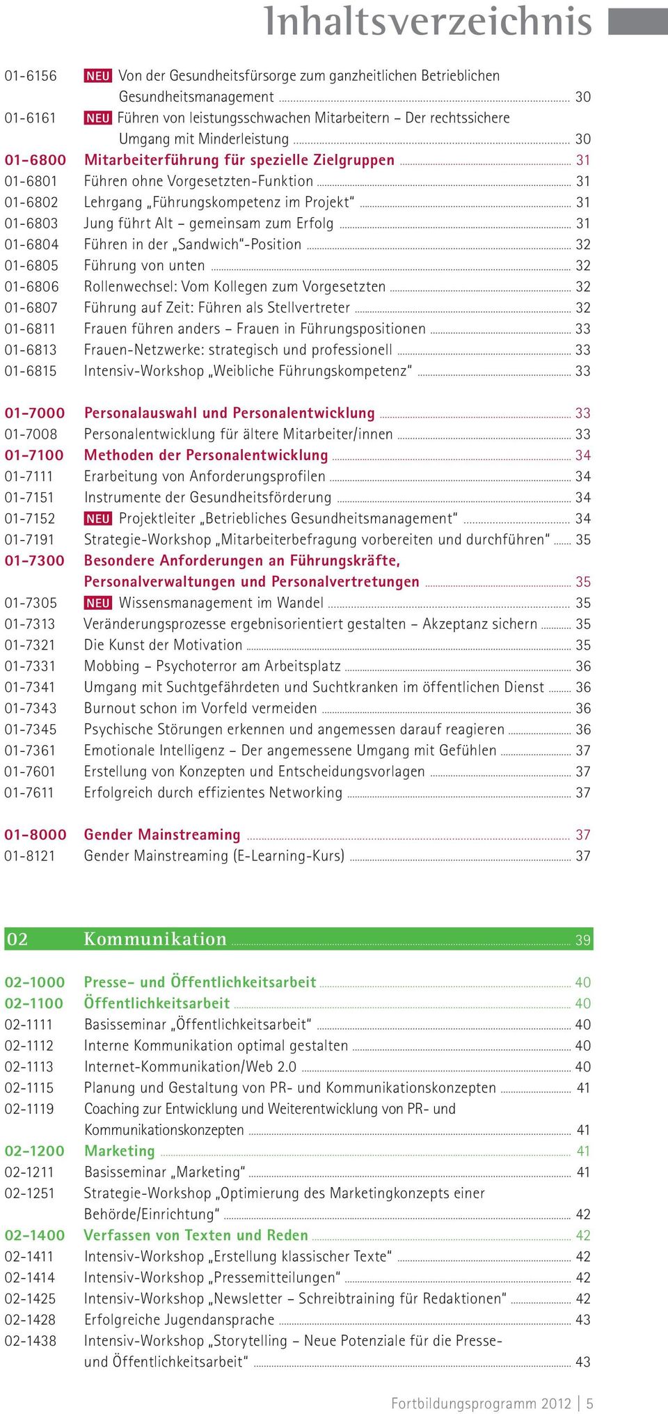 .. 31 01-6801 Führen ohne Vorgesetzten-Funktion... 31 01-6802 Lehrgang Führungskompetenz im Projekt... 31 01-6803 Jung führt Alt gemeinsam zum Erfolg... 31 01-6804 Führen in der Sandwich -Position.