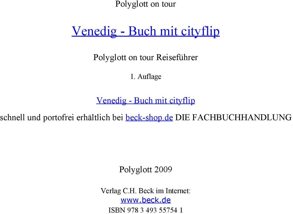 Auflage Venedig - Buch mit cityflip schnell und portofrei