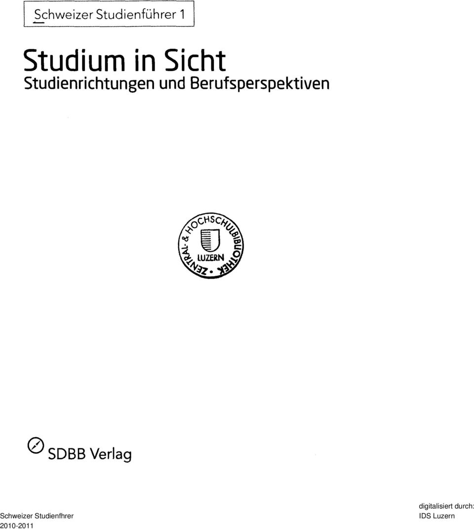 SDBB Verlag Schweizer Studienfhrer