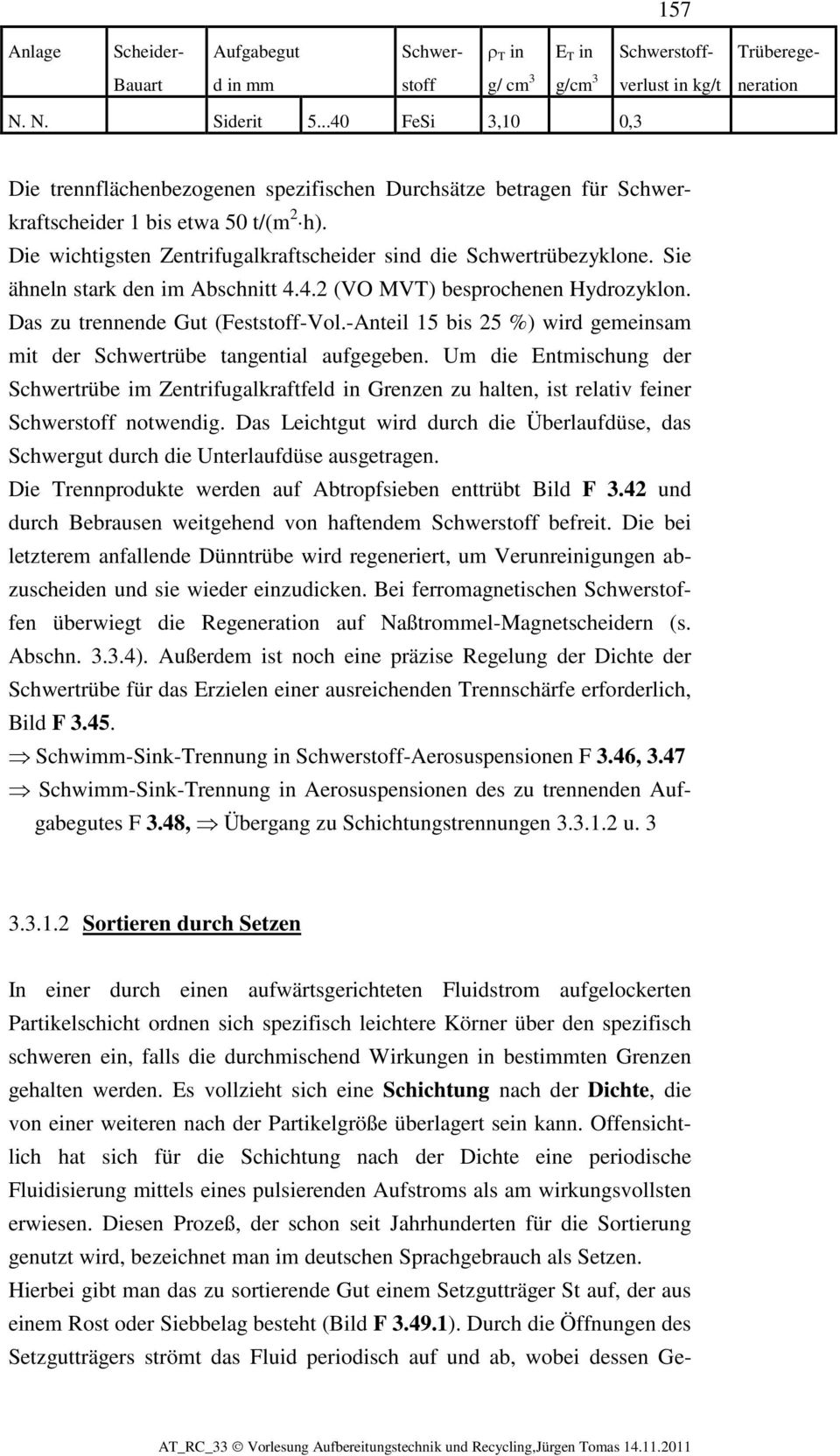 ie ähneln tark den im Abchnitt 4.4. (VO MVT) beprochenen Hydrozyklon. Da zu trennende Gut (Fettoff-Vol.-Anteil 5 bi 5 %) wird gemeinam mit der chwertrübe tangential aufgegeben.