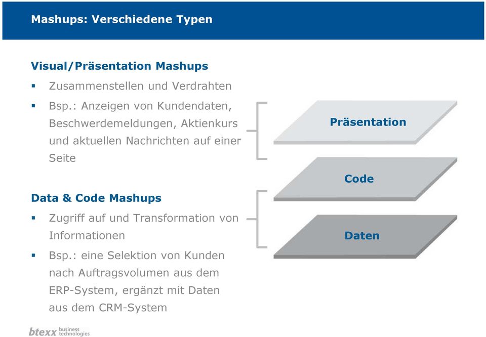 Seite Präsentation Code Data & Code Mashups Zugriff auf und Transformation von Informationen Bsp.