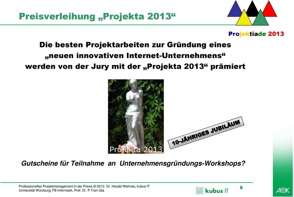 von der Jury mit der Projekta 2013 prämiert Projektiade 2013