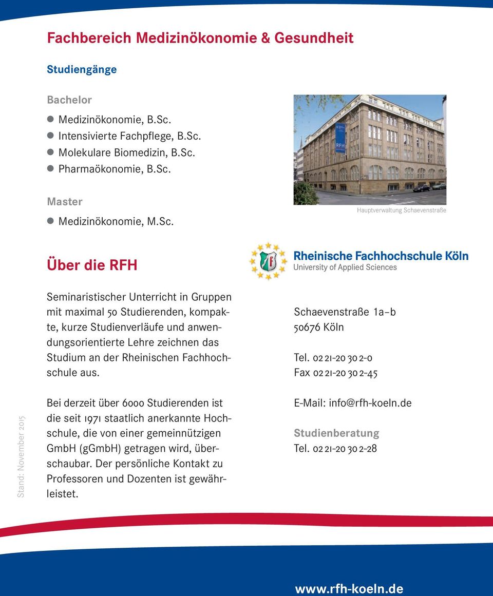 Lehre zeichnen das Studium an der Rheinischen Fachhochschule aus.