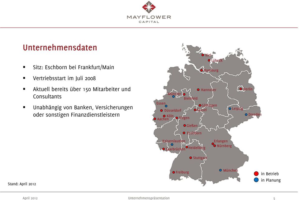 Siegen Bielefeld Gießen Eschborn Kiel Lübeck Hamburg Hannover Göttingen Kassel Leipzig Berlin Dresden Kaiserslautern