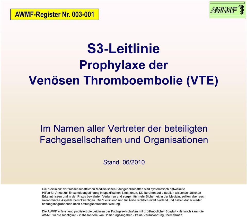 Thromboembolie (VTE) Im Namen aller