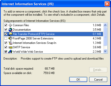 Internet Information Services (IIS) selektieren 4.