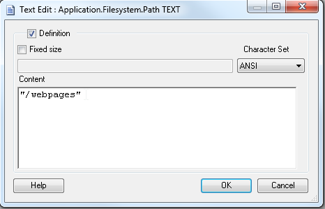 Programmierung des Dateisystems Konfiguration der LogToFile FBox Eintragen des Pfades /Webpages in das angelegte Symbol «Application.FileSystem.
