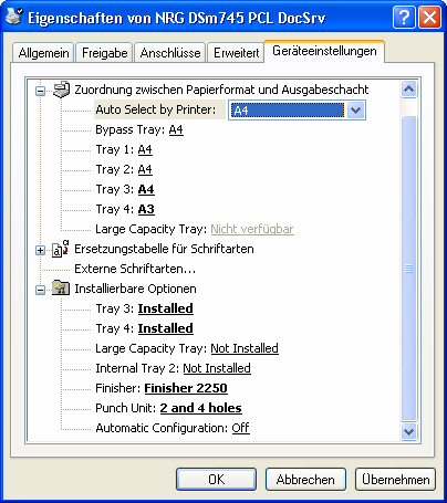 Tab Geräteeinstellungen anwählen.