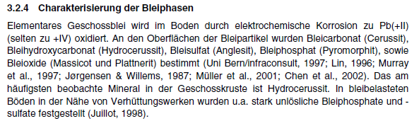 Chemische Reaktionen des Geschossbleis im Boden Quelle: Wersin, Paul (2007) Gefährdung von