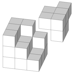 Als Endresultat ergibt sich 6; also ist Antwort E richtig. 2. Dieser Würfel besteht aus drei Ebenen mit jeweils 9 kleinen Würfeln. In der ersten (untersten) Ebene sind alle Würfel vorhanden.