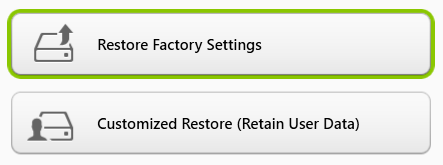 30 - Wiederherstellung Es gibt zwei Optionen: Werkseinstellungen wiederherstellen (PC zurücksetzen) oder Benutzerdefinierte Wiederherstellung (PC aktualisieren).