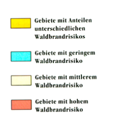 Gebiete mit geringem Waldbrandrisiko Gebiete mit