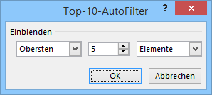 MS Excel 0 Kompakt Top 0 Mit dieser Filtermöglichkeit können sehr schnell ABC-Analysen erstellt werden.