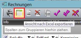 5. Ansicht nach Excel exportieren Nun ist Ihre Übersicht fertig und Sie können Sie mit dem folgenden Schalter nach Excel exportieren: Es öffnet