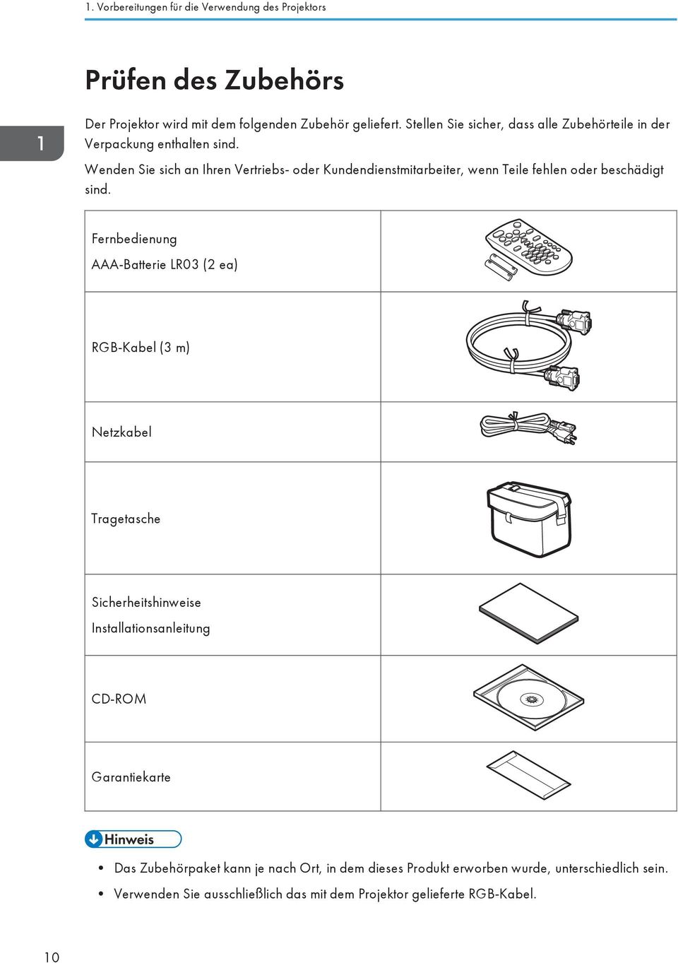 Wenden Sie sich an Ihren Vertriebs- oder Kundendienstmitarbeiter, wenn Teile fehlen oder beschädigt sind.