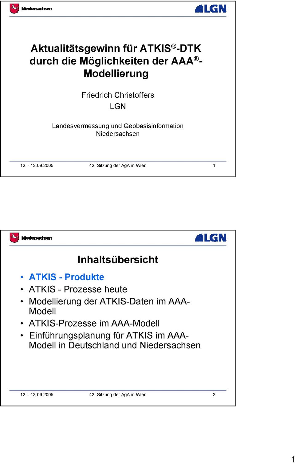 itzung der AgA in Wien 1 Inhaltsübersicht ATKI - Produkte ATKI - Prozesse heute Modellierung der ATKI-Daten im