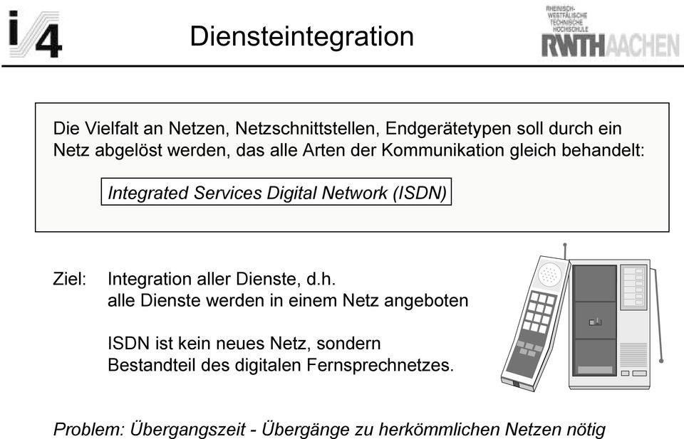 Integration aller Dienste, d.h.
