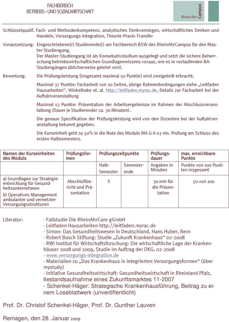 Fachbereich BSW des RheinAhrCampus für den Master-Studiengang.
