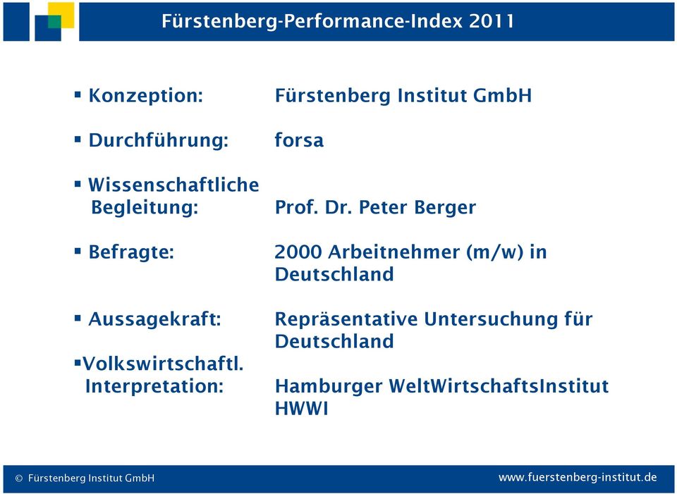 Interpretation: Fürstenberg Institut GmbH forsa Prof. Dr.