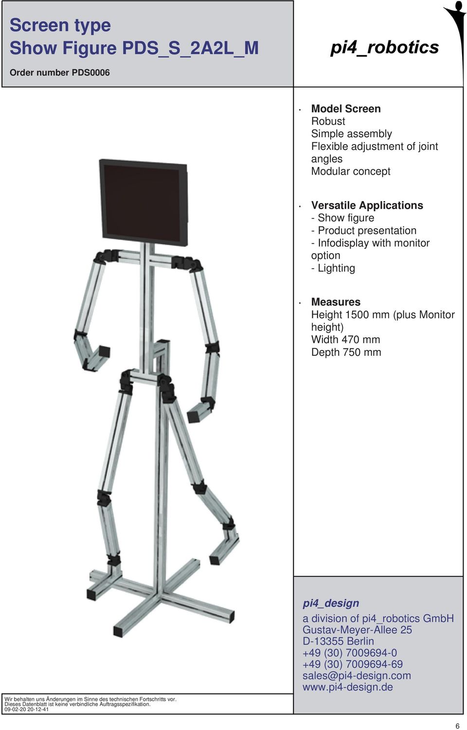Infodisplay with monitor option - Lighting Height 1500 mm