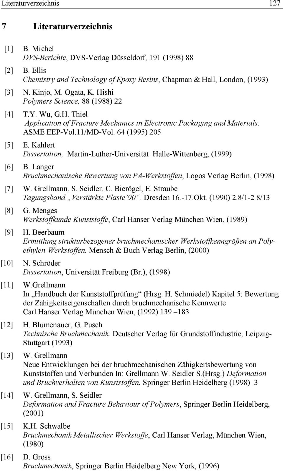 ASME EEP-Vol.11/MD-Vol. 64 (1995) 205 [5] E. Kahlert Dissertation, Martin-Luther-Universität Halle-Wittenberg, (1999) [6] B.
