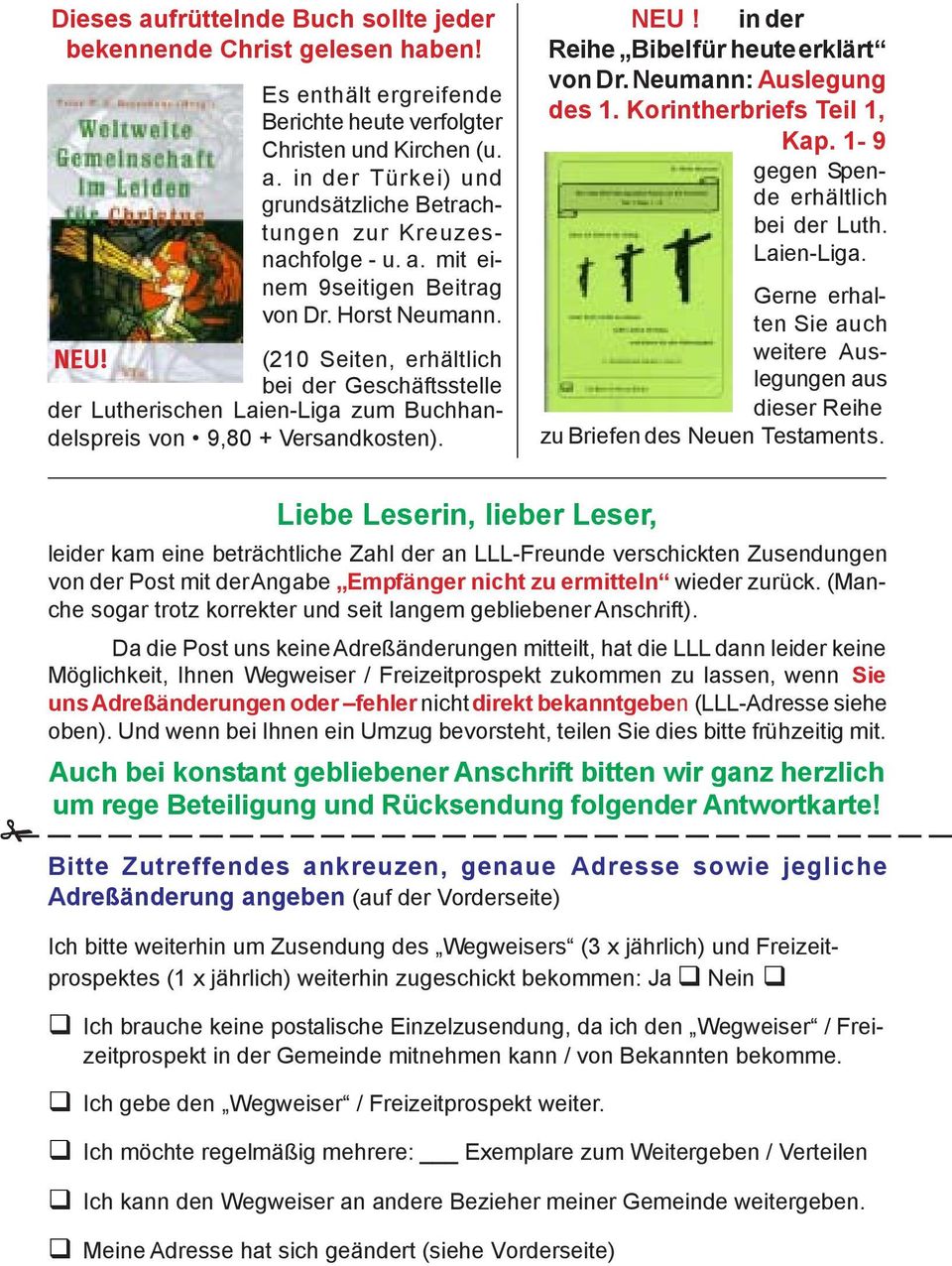 Neumann: Auslegung des 1. Korintherbriefs Teil 1, Kap. 1-9 gegen Spende erhältlich bei der Luth. Laien-Liga.