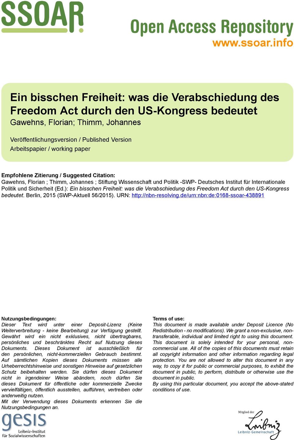 working paper Empfohlene Zitierung / Suggested Citation: Gawehns, Florian ; Thimm, Johannes ; Stiftung Wissenschaft und Politik -SWP- Deutsches Institut für Internationale Politik und Sicherheit (Ed.