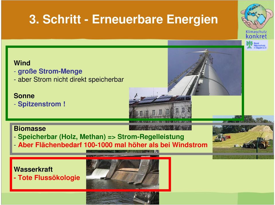 Biomasse - Speicherbar (Holz, Methan) => Strom-Regelleistung - Aber