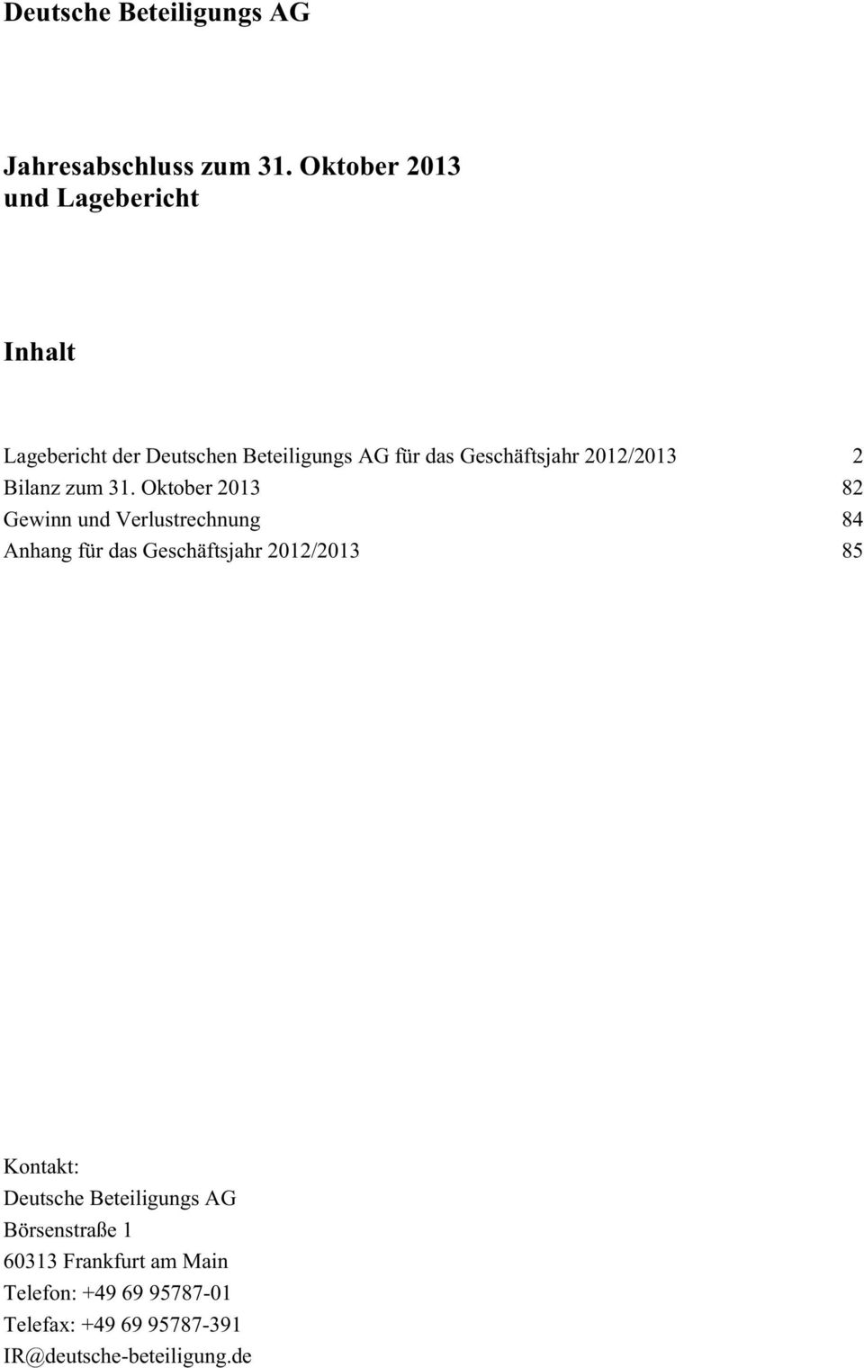 2012/2013 2 Bilanz zum 31.