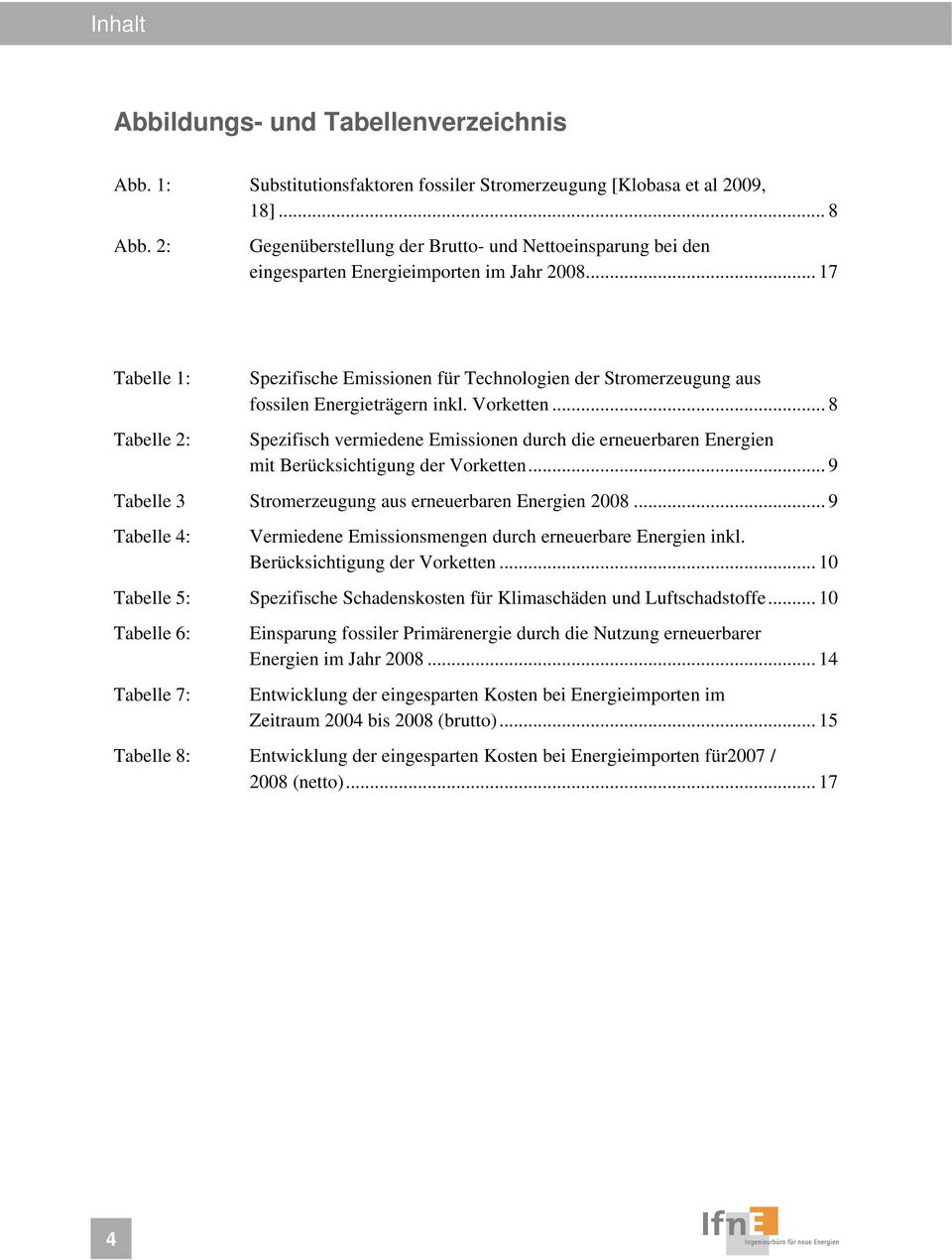 .. 17 Tabelle 1: Tabelle 2: Spezifische Emissionen für Technologien der Stromerzeugung aus fossilen Energieträgern inkl. Vorketten.