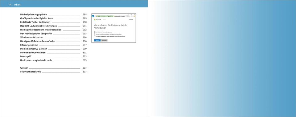.. 293 Windows zurücksetzen... 294 Die eigene IP-Adresse herausfinden... 296 Internetprobleme... 297 Probleme mit USB-Geräten.