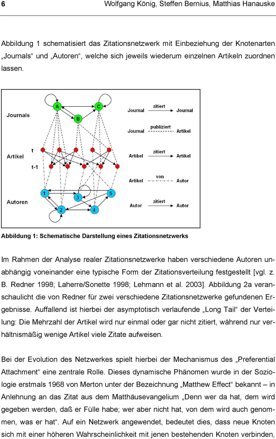 Abbildung 1: Schematische Darstellung eines Zitationsnetzwerks Im Rahmen der Analyse realer Zitationsnetzwerke haben verschiedene Autoren unabhängig voneinander eine typische Form der