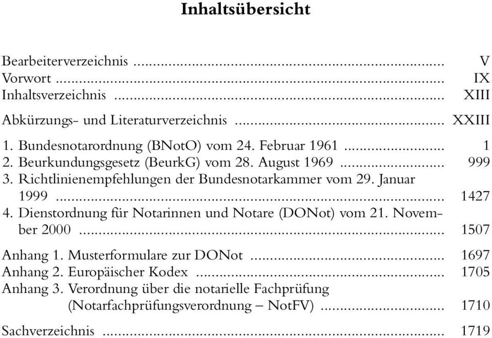 Richtlinienempfehlungen der Bundesnotarkammer vom 29. Januar 1999... 1427 4. Dienstordnung für Notarinnen und Notare (DONot) vom 21. November 2000.