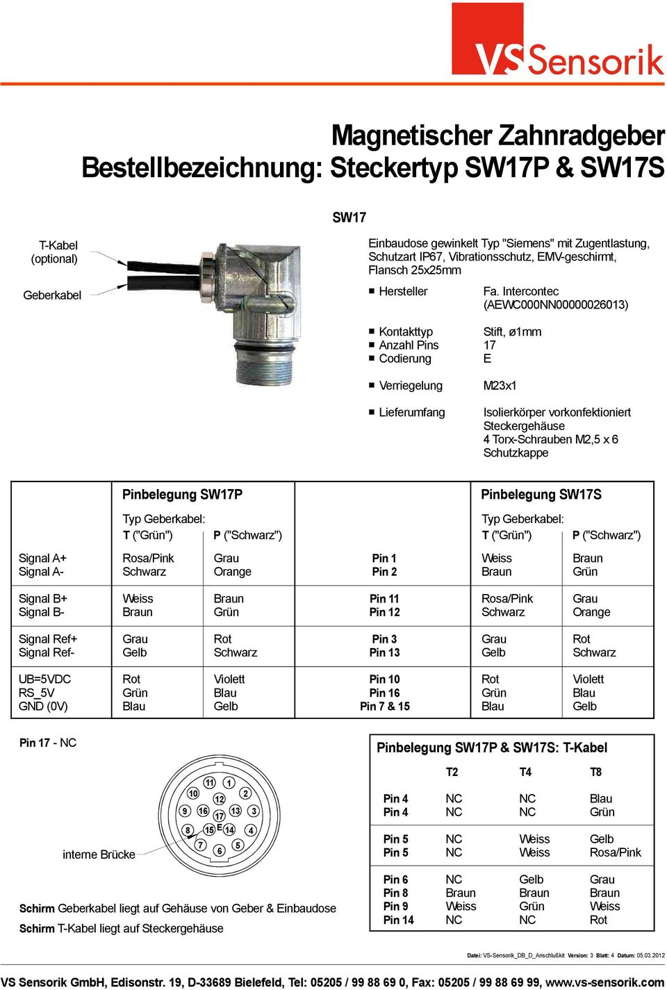 Pinbelegung SWP Pinbelegung SWS T ("") P ("") T ("") P ("") Pin 1 3 0 Pin - Pinbelegung SWP & SWS: 1 9 1 13 3 T Schirm liegt auf
