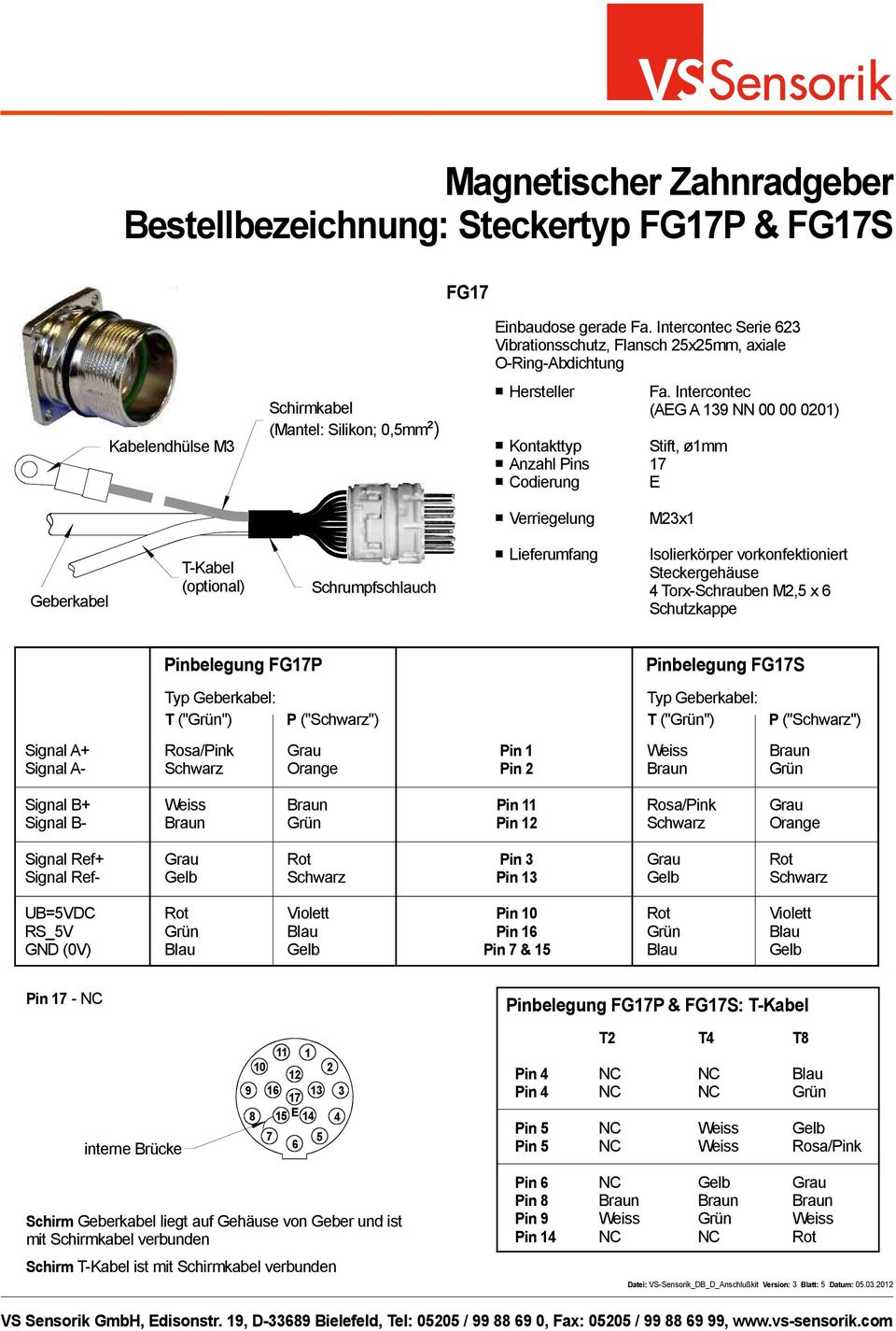 Torx-Schrauben M,5 x Pinbelegung FGP Pinbelegung FGS T ("") P ("") T ("") P ("") Pin 1 3 0 Pin - Pinbelegung FGP & FGS: 1 9 1 13 3 T Schirm liegt