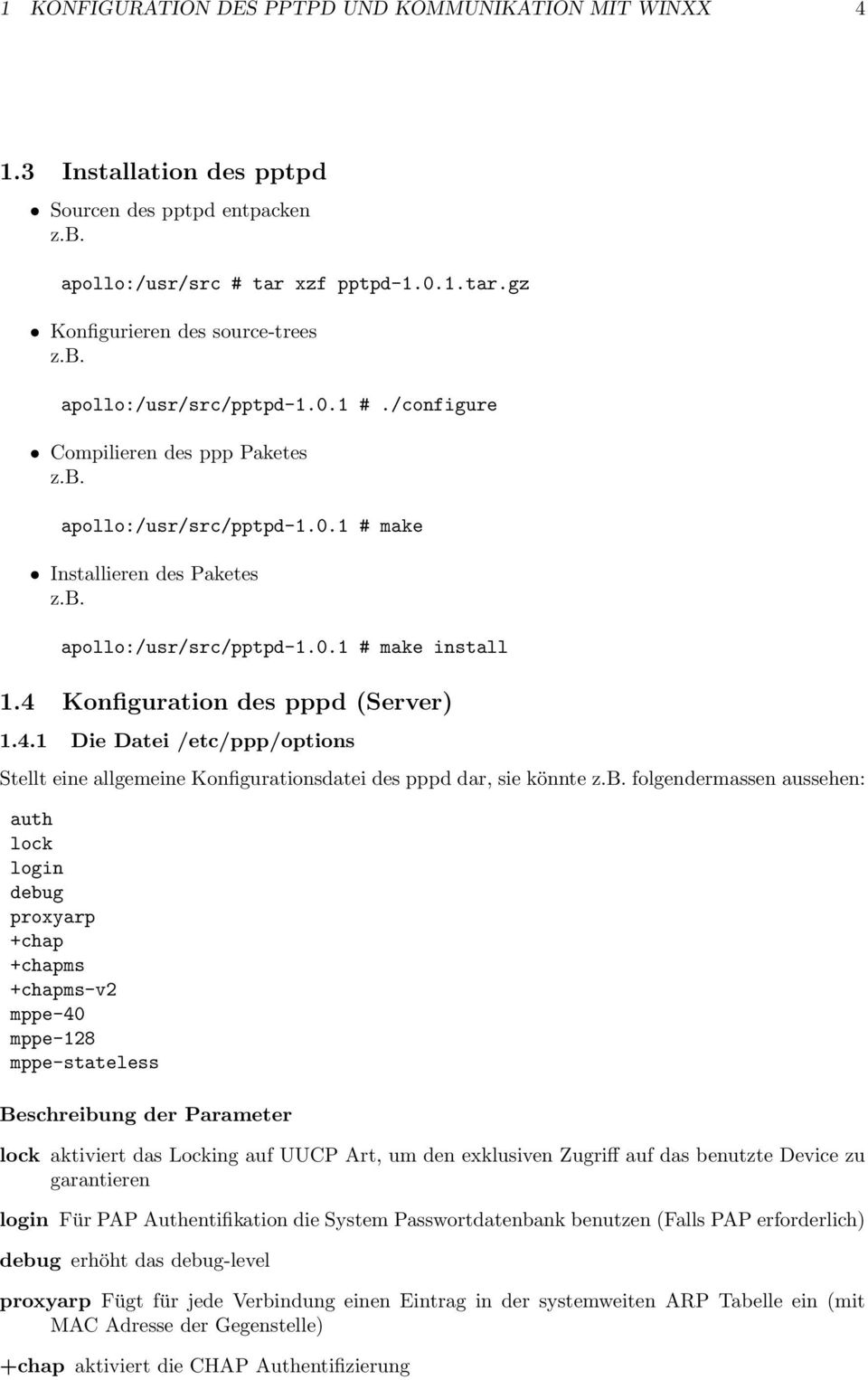 Konfiguration des pppd (Server) 1.4.