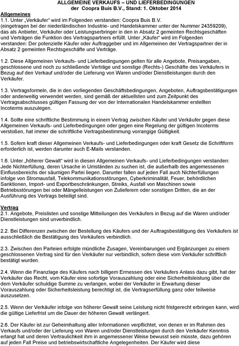 , Stand: 1. Oktober 2014 Allgemeines 1.1. Unter Ve