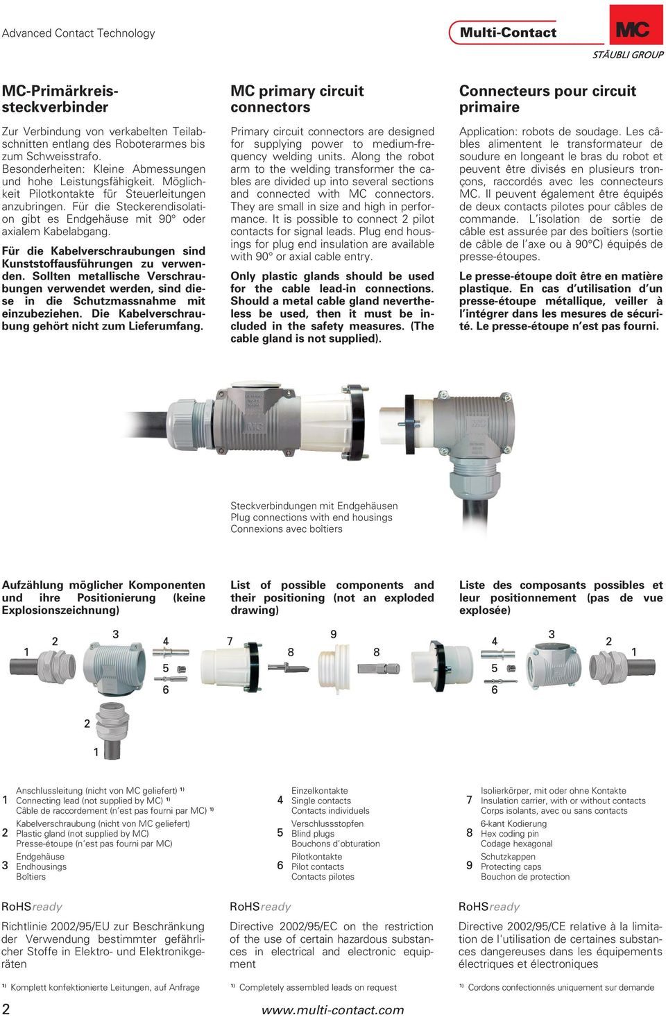 Für die Kabelverschraubungen sind Kunststoffausführungen zu verwenden. Sollten metallische Verschraubungen verwendet werden, sind diese in die Schutzmassnahme mit einzubeziehen.