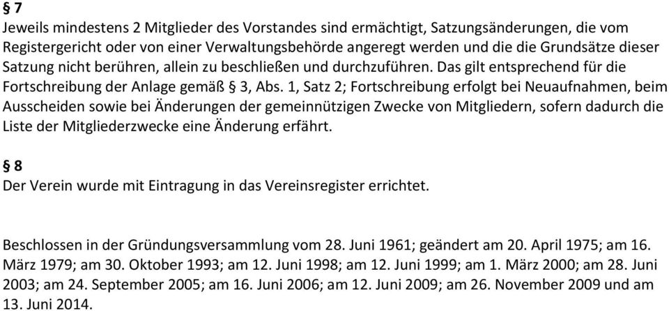 1, Satz 2; Fortschreibung erfolgt bei Neuaufnahmen, beim Ausscheiden sowie bei Änderungen der gemeinnützigen Zwecke von Mitgliedern, sofern dadurch die Liste der Mitgliederzwecke eine Änderung