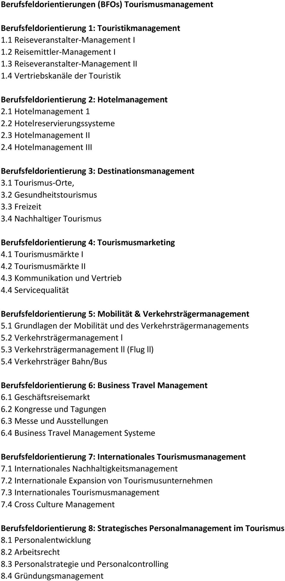 4 Hotelmanagement III Berufsfeldorientierung 3: Destinationsmanagement 3.1 Tourismus-Orte, 3.2 Gesundheitstourismus 3.3 Freizeit 3.