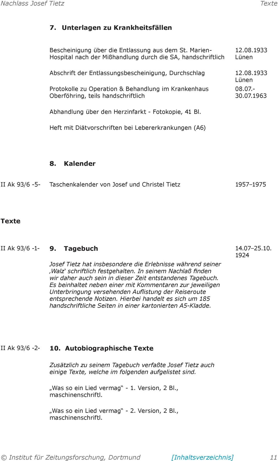 1933 Lünen Protokolle zu Operation & Behandlung im Krankenhaus Oberföhring, teils handschriftlich Abhandlung über den Herzinfarkt - Fotokopie, 41 Bl. 08.07.