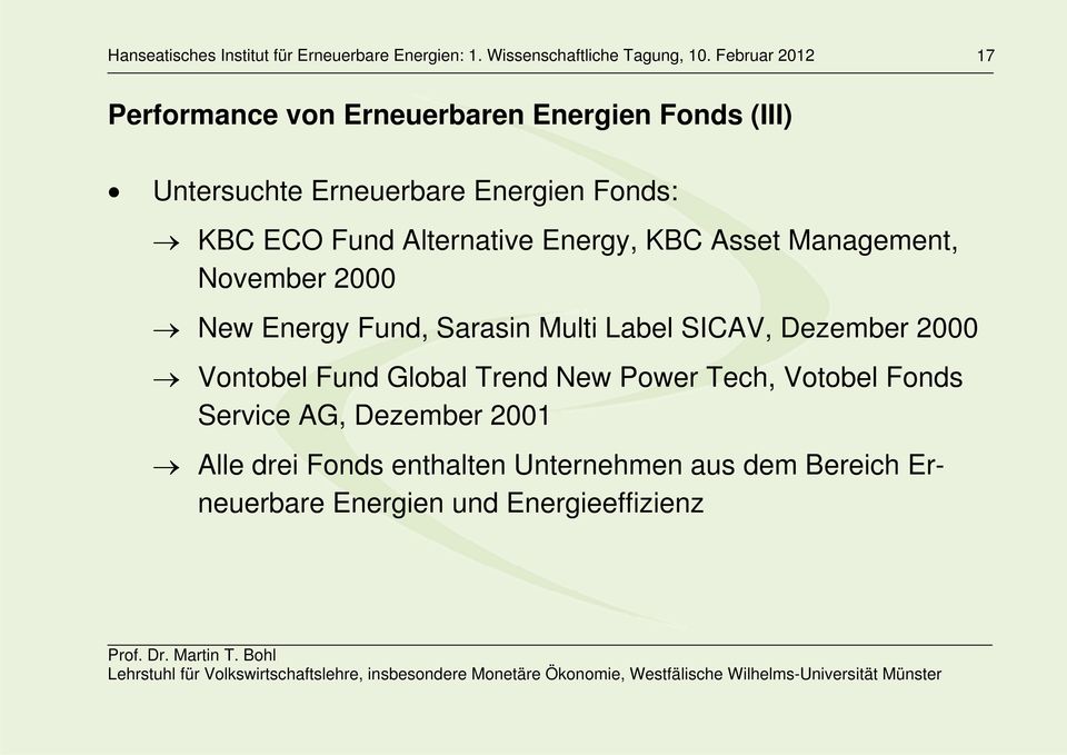 Label SICAV, Dezember 2000 Vontobel Fund Global Trend New Power Tech, Votobel Fonds Service AG,